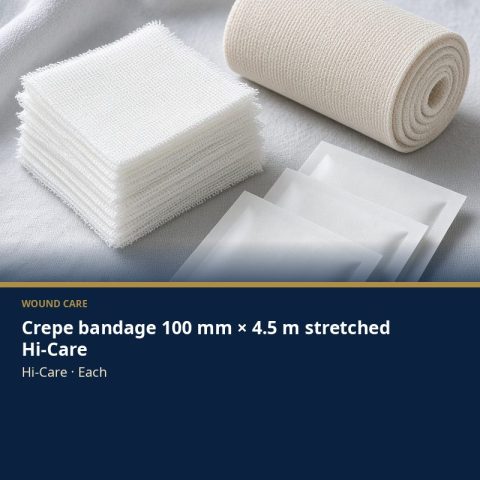 Crepe bandage 100 mm × 4.5 m stretched Hi-Care
