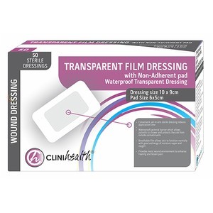 Transparent film dressing with pad 10×9 cm Clini