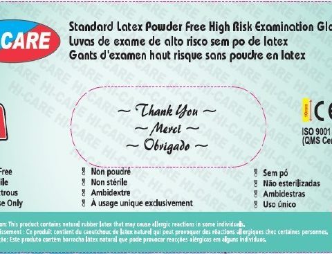 Latex gloves, high-risk, powder-free, Hi-Care