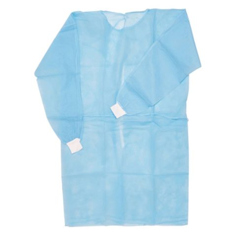 Long-sleeve gown, polypropylene, blue