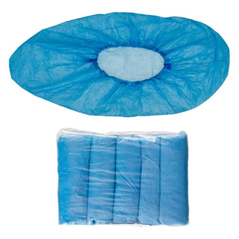Shoe covers, plastic, blue, pack of 100