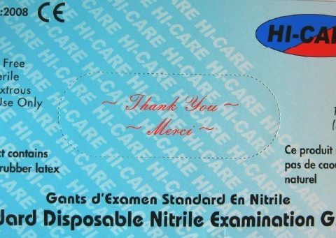 Nitrile examination gloves, powder-free, blue, Hi-Care