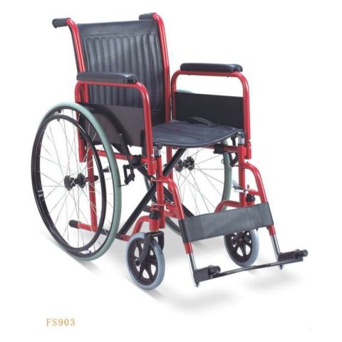 Wheelchair, steel and PVC, detachable arm and footrest