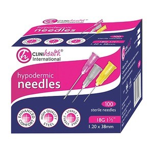 Clinihealth hypodermic needles, sterile, single use