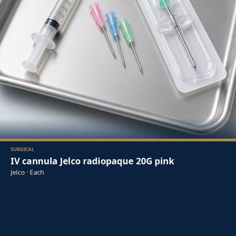 IV cannula Jelco radiopaque 20G pink