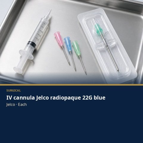 IV cannula Jelco radiopaque 22G blue