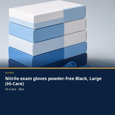 Nitrile exam gloves powder-free Black, Large (Hi-Care)