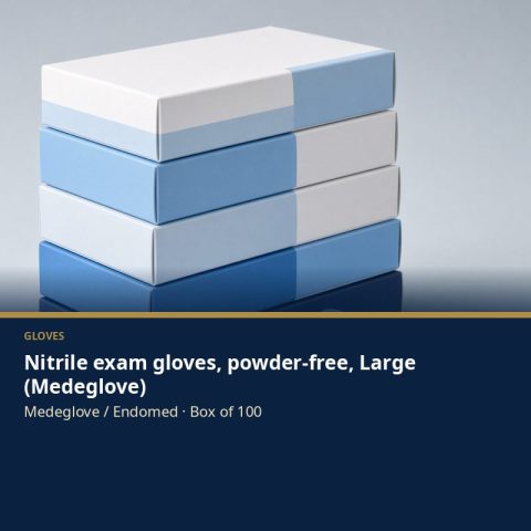 Nitrile exam gloves, powder-free, Large (Medeglove)