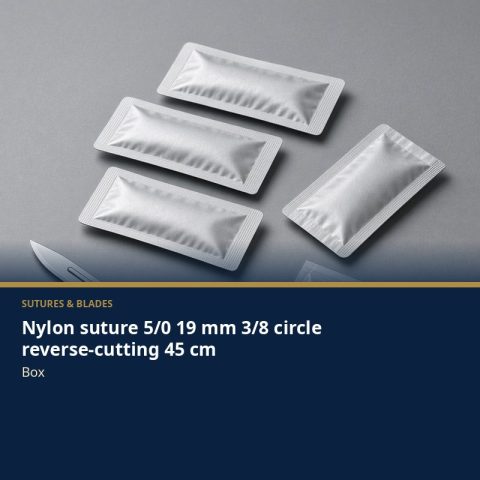 Nylon suture 5/0 19 mm 3/8 circle reverse-cutting 45 cm