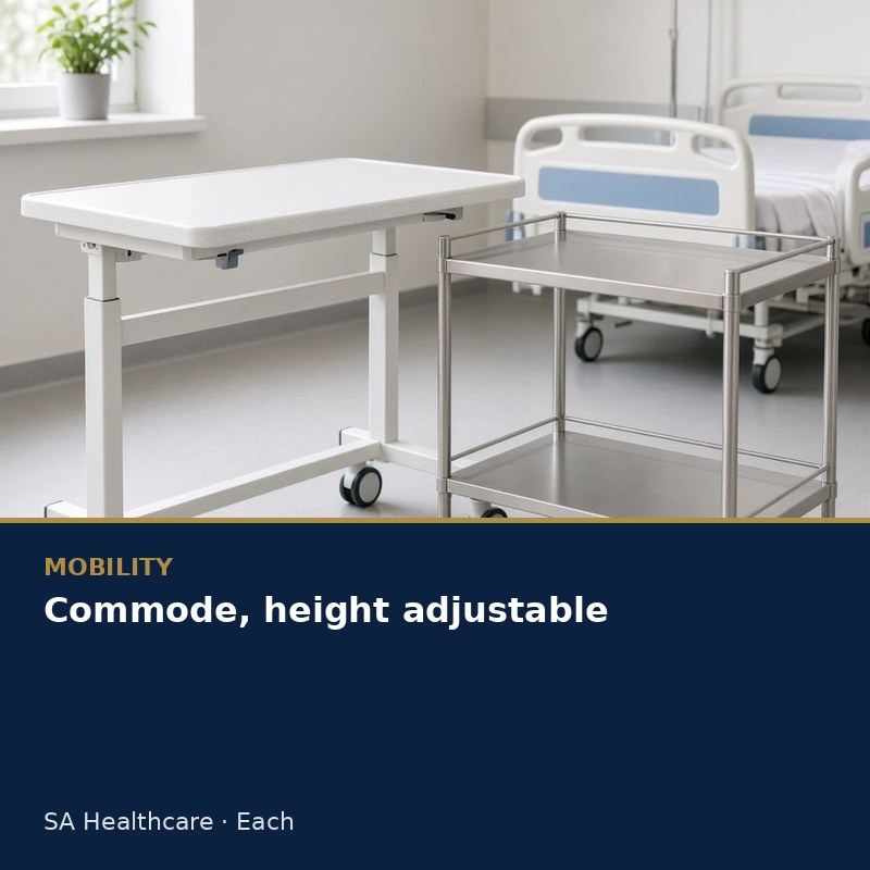 Commode, height adjustable