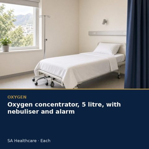 Oxygen concentrator, 5 litre, with nebuliser and alarm